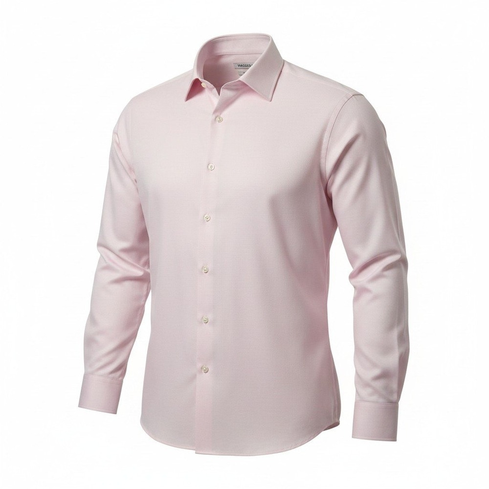Haggar Button Up Shirt Mens 18-18.5 34/35 Pink Excellent Slim Fit Long Sleeve
